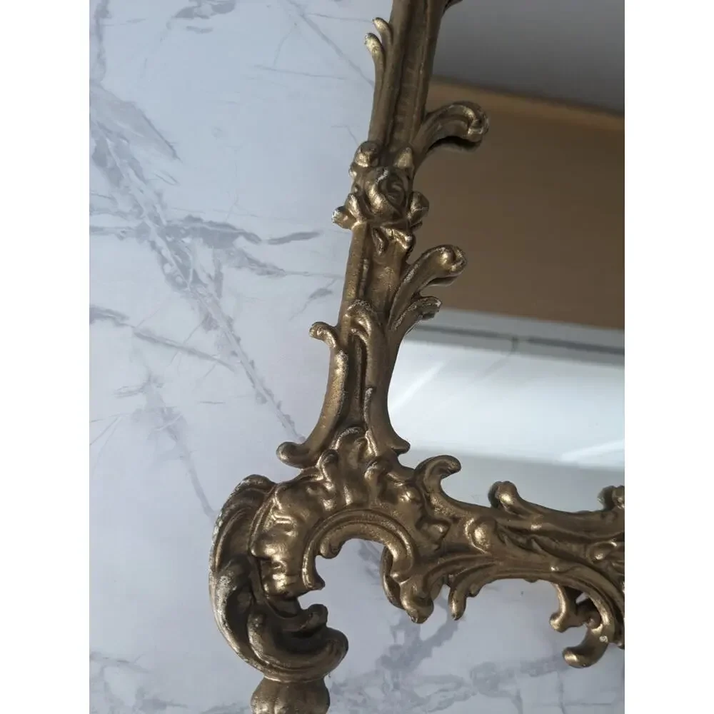 Victorian Ornate Cast Iron Art Picture Mirror Frame Wall Hanging / Stand It Up